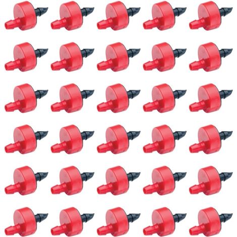 Lot de 30 goutteurs/émetteurs d'arrosage Goutte à Goutte, 7,7 litres par Heure, Rouge/Noir
