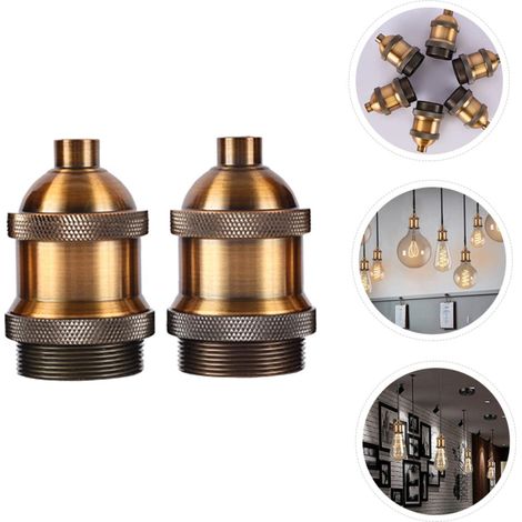 2 Stück – E27 Vintage Bronze Antik – Industrielle Lampenfassung für Edison-Glühbirnen – Dekorative Fassung für Restaurants und Innenräume