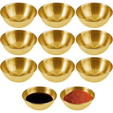 10 Round Stainless Steel Bowls, 120 ml, 8.2 x 3 cm, Small (1/5)