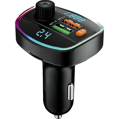 Dual USB 3.1A Fast Charger for Car Phones with Breathing Light Effect, Hands-free Car Bluetooth MP3 Charger -- A26 (1/4)