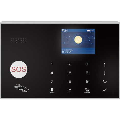 Système d'alarme sans fil TY GSM WiFi Panneau tactile 2.4 pouces avec détecteurs et sirène pour sécurité domestique (1/4)
