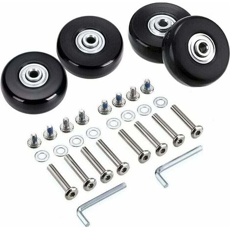Roulette,4Pcs 50x18mm Bagages Valise Roues De Rechange, Roulettes Pivotantes En Caoutchouc Roulettes Roulements Kits De Réparation,Noir (1/4)