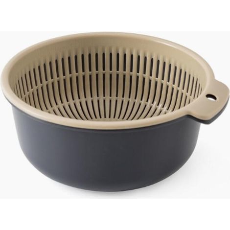 Cesta filtrante de doble capa para frutas y verduras, recipiente filtrante multifuncional para depósito de agua, azul, 24 cm de diámetro, 9 cm de altura. (1/5)