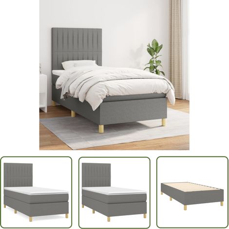The Living Store Boxspringbett mit Matratze Dunkelgrau 90x190 cm Stoff - Boxspringbett - Doppelbett - Bettenrahmen - Matratze - Nachttisch (1/5)