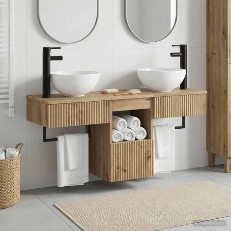 vidaXL Bathroom Furniture Set 3 pcs Artisan Oak Engineered Wood (1/5)