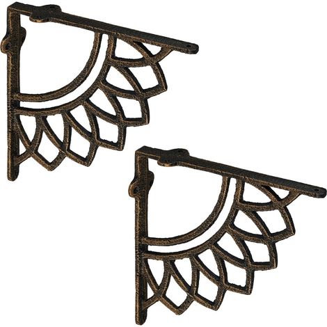 Soportes para estantes, diseño de mandala, hierro fundido, juego de 2