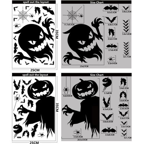 Halloween-Fensteraufkleber, 4 Bögen Halloween-Aufkleber, Heimdekoration, Halloween-Partydekoration, Tür-, Fenster-, Badezimmer-Aufkleber (statisch haftend) (1/4)