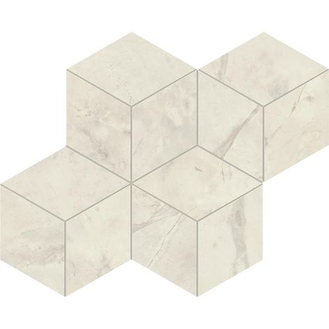 Mosaïque effet Marbre Gris Luna Hexa Cube 35x30x0,9 cm Silk Montira - Mur intérieur (vendu par carton de 0,42 m²) - RO'MA CARRELAGE