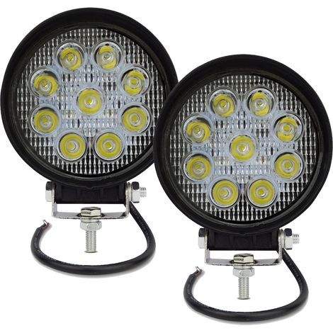 2pcs 4 pouces 27W Round Flood Work Light LED Light Bar, Wide Beam Work Light pour Off Road Truck SUV et 4x4 Fog Light (1/5)