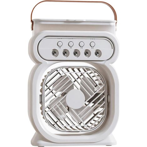 Enfriador de Aire Evaporativo Portátil, Depósito 600ml, 5 Boquillas, 3 Velocidades y Temporizador con Luz LED – Ideal para Oficina y Dormitorio (1/5)