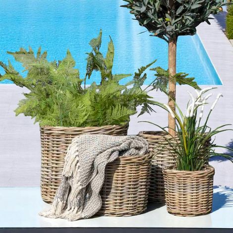 Cache-pot en rotin pour plantes vertes (lot de 4)