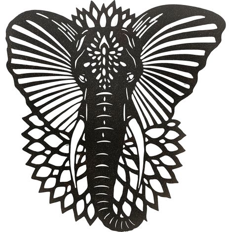 Signes Grimalt Éléphant Décoration Murale Appliques Ethnique Métal Gris 60x52x5cm