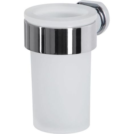 Porte-gobelet brosse à dents Spirella Milo, 10x11x11 cm, chromé et blanc givré.