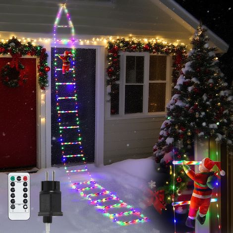 TolleTour Lumières de Noël à échelle LED 3 m, 338 LED, Père Noël, 8 modes, télécommande, minuterie, multicolore (1/5)