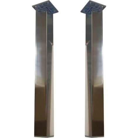 Jeu 2 pieds aluminium brillant 40 x 200 mm C/R - SALGAR - 25099