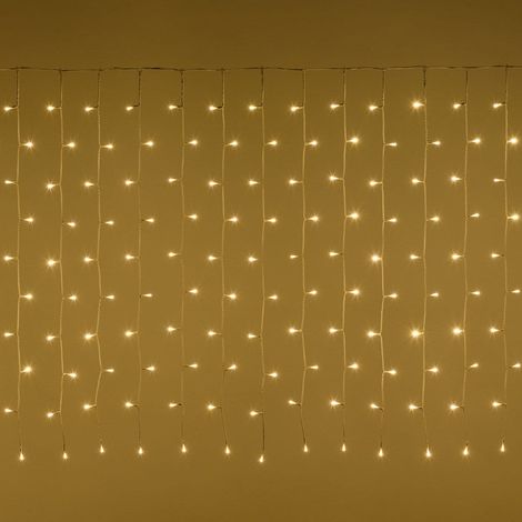 Tenda luminosa con led a luce bianca con cavo bianco decorazione per esterno -Luce Fredda / 5 metri (1/4)