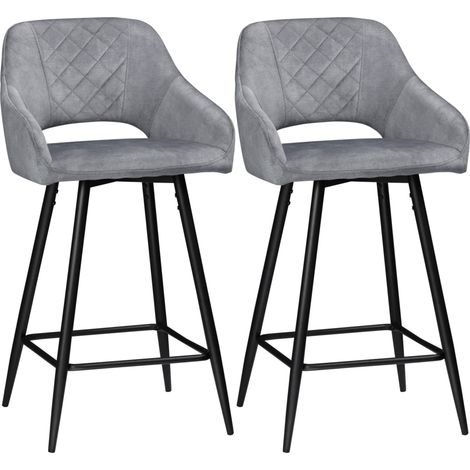 Ensemble 2 tabourets bar, bistro repose-pieds, cuisine, comptoir, housse assise, acier, gris, 50x53x94 cm pour salon moderne (1/5)