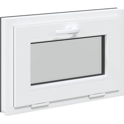 Fenêtre de sous-sol RISOR, 60 x 40 cm, PVC et verre couleur anthracite.