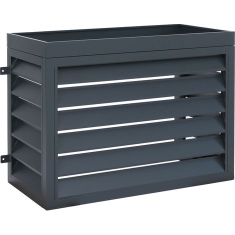 Verkleidung für Klimaanlage/Wärmetauscher HHG-567 mit Pflanzkasten, Abdeckung, Metall 77x104x50cm anthrazit