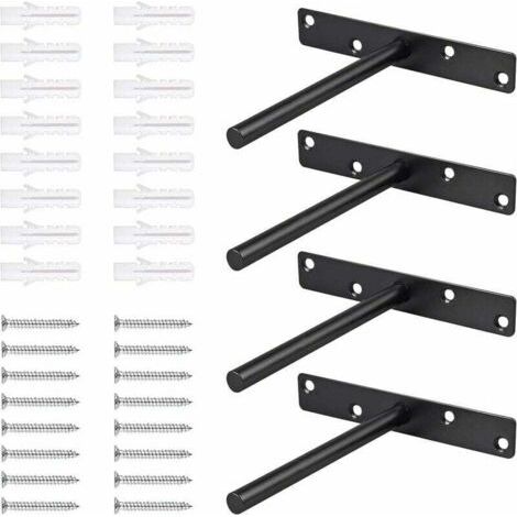 4pcs support d'étagère flottante acier massif caché étagère aveugle caché avec des vis marques d'étagère invisibles en acier métal pour les étagères en bois dissimulées murales HOME DIY (1/5)