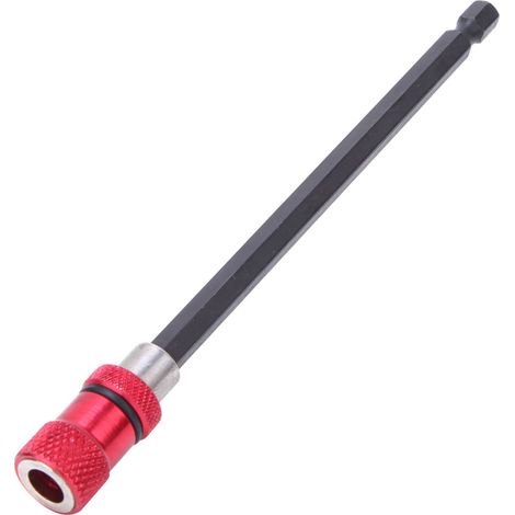 Porte-embout de tournevis en acier inoxydable rouge, rallonge magnétique à dégagement rapide de 6,35 mm (1/4 pouce), 150 mm (1/5)