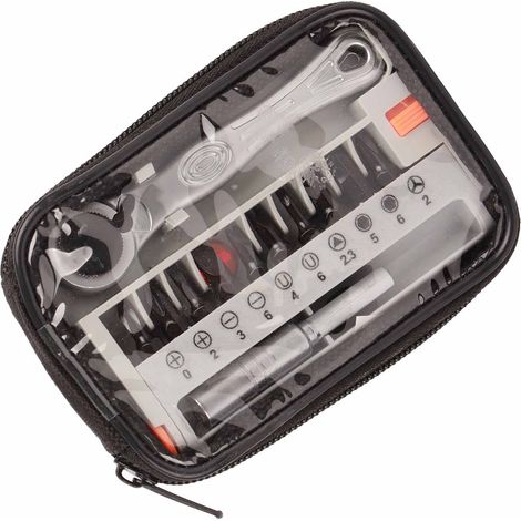 Mini clé à cliquet portable 12 en 1 avec douilles et embouts de tournevis (1/4") - Outil de réparation manuel