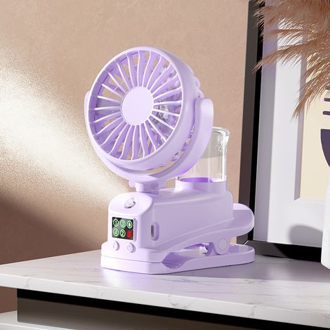 Ventilateur à pince avec brumisateur, ventilateur hydratant à pince, affichage numérique, ventilateur à pince multifonctionne(Y010) (1/2)