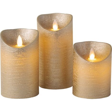 Pack 3 velas decorativas LED de cera 100 - 120 - 150mm Dorado (1/5)