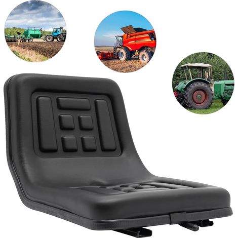 Siège de tracteur, conception à glissière réglable, cadre en acier durable, noir (1/2)