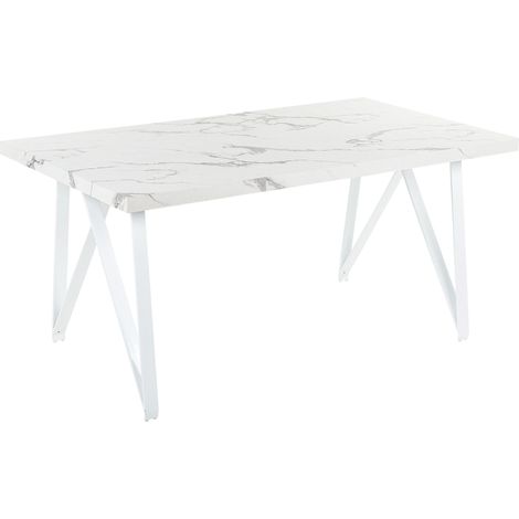 Dining Table GRIEGER White Marble 160 cm 90 cm