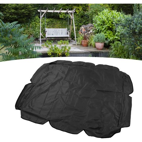 Auvent de balançoire 210D enduit d'argent Oxford imperméable et résistant aux UV pour chaise de jardin de patio extérieur 142x120x18cm noir (1/5)