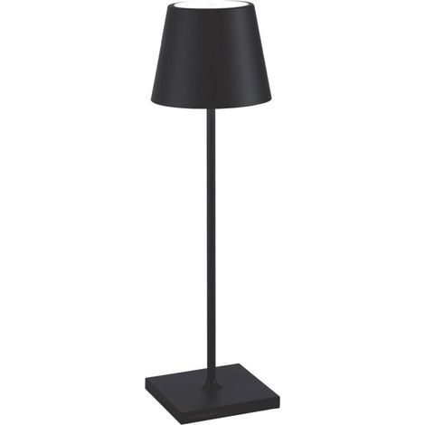 Lampe de Table Rechargeable et Sans Fil avec Contrôle Tactile, Utilisable également comme Lampe d'Extérieur, Dimmer 2200-3000 K, Hauteur 38 cm, Couleur Noir