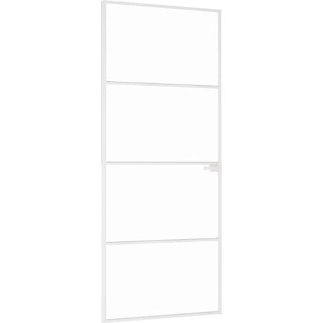 Interior Door White 83x201.5 cm Tempered Glass&Aluminium Slim vidaXL