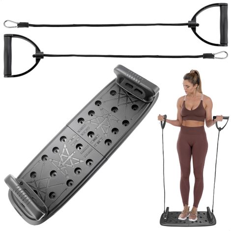 Liegestützbrett für Muskelaufbau, faltbares und multifunktionales Liegestützbrett, Krafttrainingspumpe mit Widerstandsband, Liegestützbrett zur Muskelstärkung und zum Krafttraining