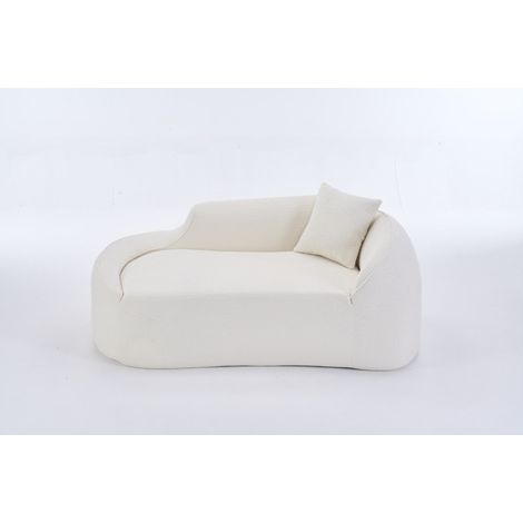 Divano a 2 posti curvo in tessuto chenille bianco sporco OKWISH (1/2)