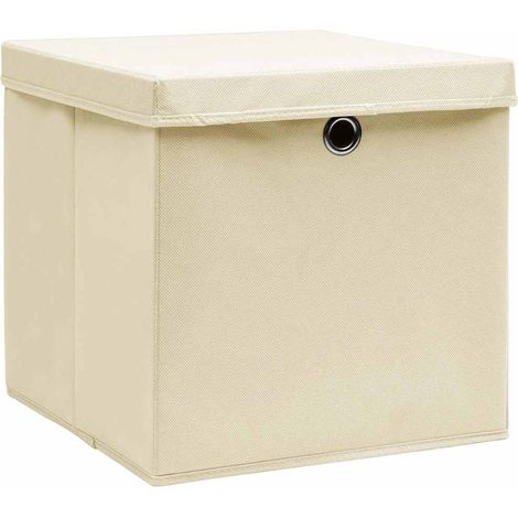 Maison Exclusive - Contenitori con Coperc10 pz 28x28x28 cm Crema (1/5)