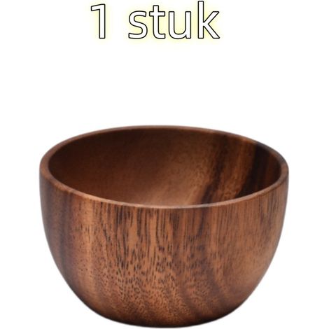 Bol en bois rond 10 × 10 × 5,5 cm – Bol à soupe, salade, riz ou desserts – Fond plat – Bois naturel (1/5)