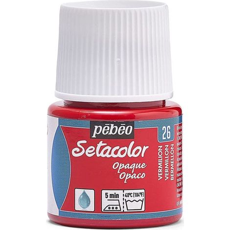 Peinture tissu - PéBéo - Setacolor opaque - Vermillon - 45 ml - A base d'eau (1/4)