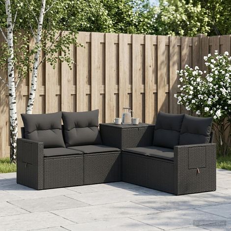 vidaXL Set di divani 5 pz Nero Rattan sintetico e Acciaio (1/5)