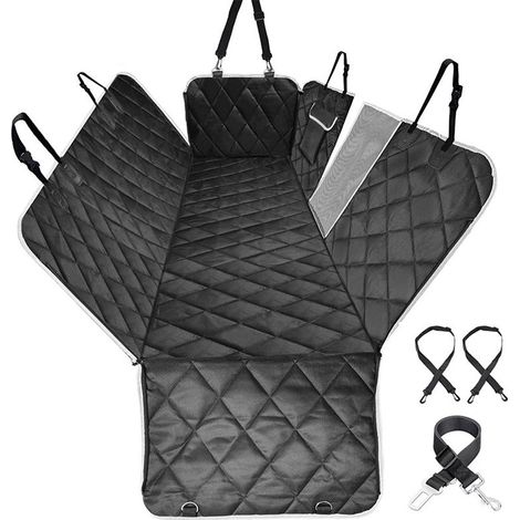 Housses de Siège d'auto pour Chien, Housse Protection de Siège d'arrière avec Fenêtre de Visualisation, Housse Banquette Imperméable pour Voiture et SUV, en Plaid de Football(147 x 137cm)Noir1 (1/5)