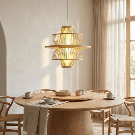 Suspension artisanale osier bambou naturel Ø45 cm E27