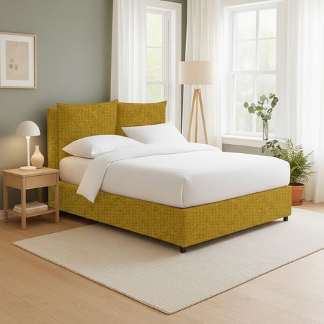 Letto Singolo Todmorden, Sfoderabile, Contenitore Made in Italy, Giallo Ocra (1/5)