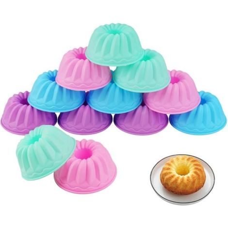 Moules à pâtisserie - Silicone - 12 Pièces - Réutilisables - Faciles à démouler - Pour gâteaux et desserts (1/4)