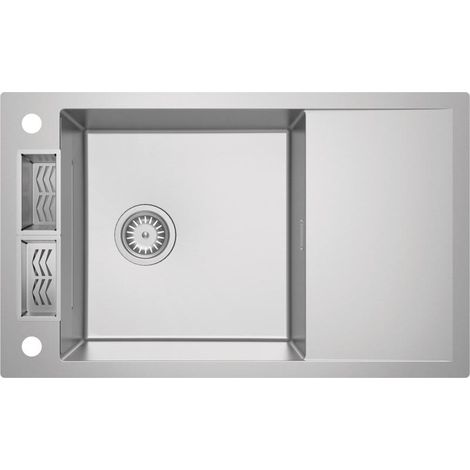 deante MAGNETIC ZRM0113 fregadero de acero 1 cubeta con escurridor acero cepillado