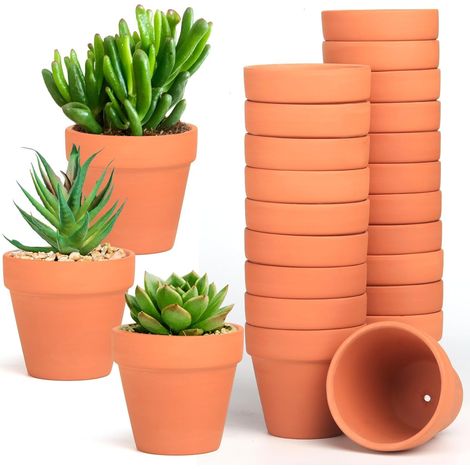 Pots en Terre Cuite 20 Pièces Petits Pots en Terre Cuite 4,5 4cm Petit Pot de Fleur Godets pour Semis Avec Trou de Drainage Pots Argile Réutilisable pour Semis et Jeunes Plantes (1/5)