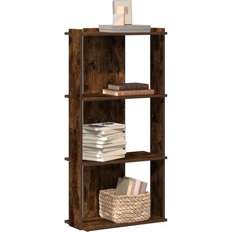 Bücherregal 3 Böden Räuchereiche 60x30x120 cm Holzwerkstoff