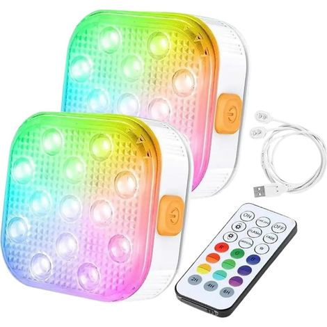 IP68 Lumières sous-Marines LED Submersibles De Piscine RVB Télécommande Rechargeable Lumière avec Minuterie Changement Couleur CréEr Une Ambiance(2pcs) (1/5)