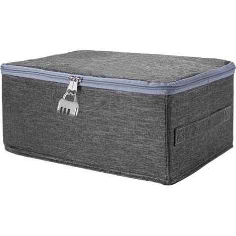 Boîte de rangement verrouillable 30x20x14cm pliable avec cadenas à combinaison, coffre de rangement pliable à fermeture pour collations, médicaments, jouets