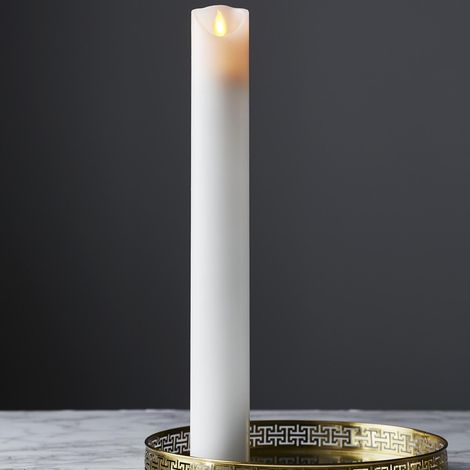 Schmale LED Stumpenkerze ,M-Twinkle', Flacker-Effekt, Batterie und Timer, weiß, 40cm (1/5)