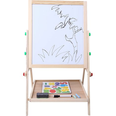 Pizarra de dibujo de madera de doble cara 2 en 1 para bebés y niños. (1/5)